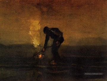 Paysan brûlant les mauvaises herbes Vincent van Gogh Peinture à l'huile